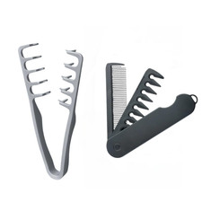 Voluminous Wide-Toothed Hair Comb Travel Folding Design Wide Fine-Toothed Dual-P