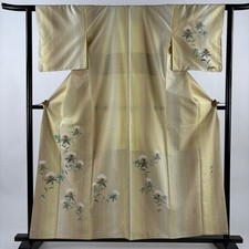 JAPANESE KIMONO TSUKESAGE LIGHT YELLOW 159cm 5 ft 3 in PURE SILK FF11266