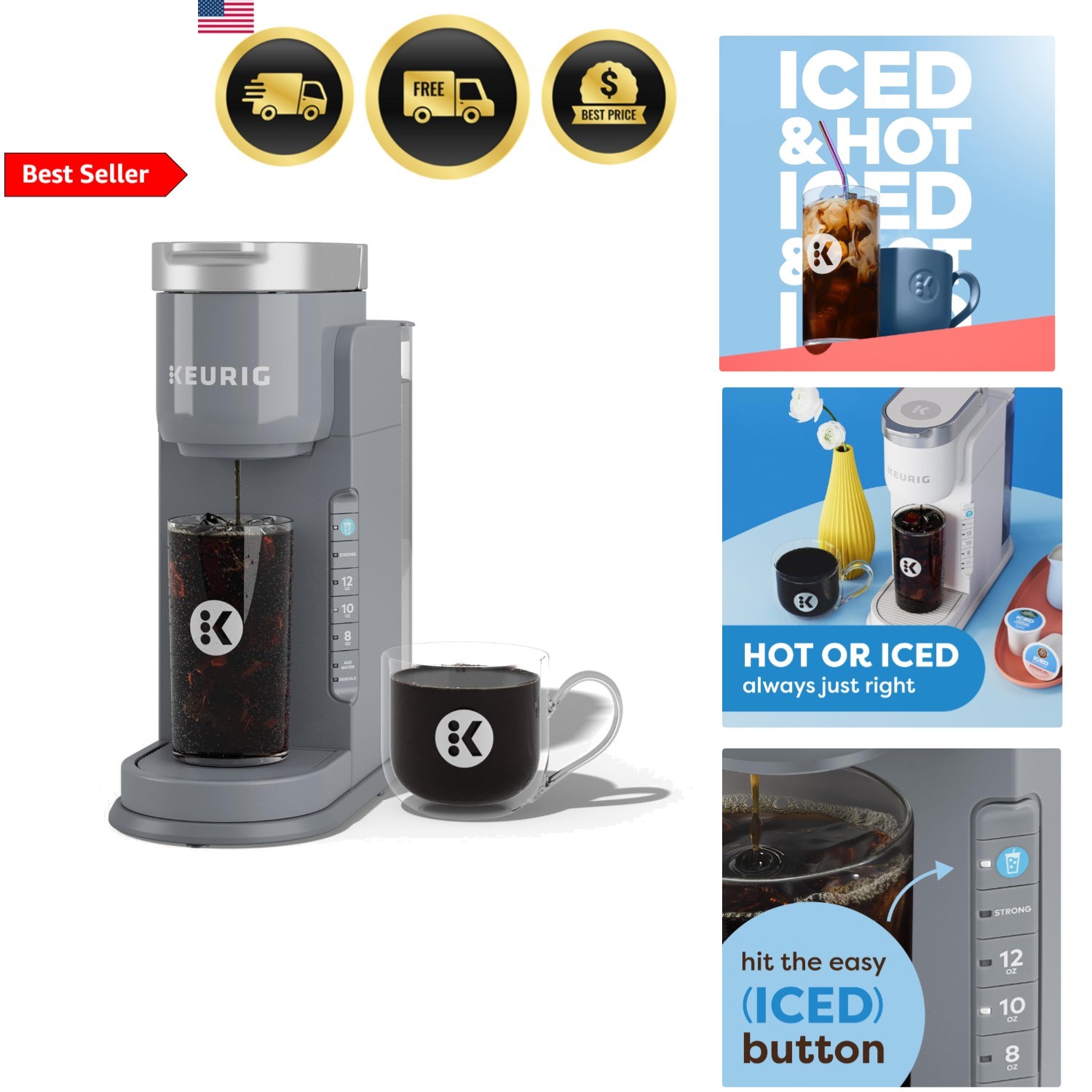 Iced Hot Single Serve K-cup Pod Drip 3 Sizes 42oz Reservoir
