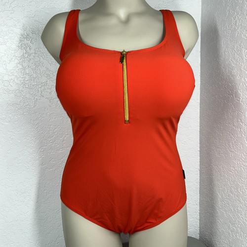 Anita Rosa Faia Elouise Swimsuit 14H Zip front One Piece Red Orange Germany