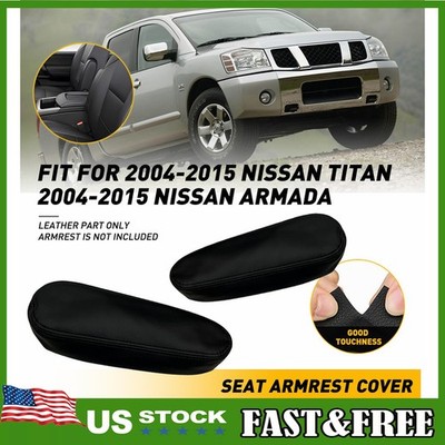 New 2005-2015 For Nissan Armada Titan 2x Seat Armrest Cover Lid Leather Black