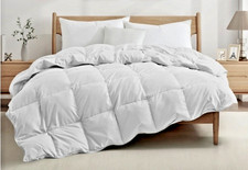 690 LUXURY KING COTTON WHITE GOOSE FEATHER DOWN DUVET COMFORTER - MEDIUM WARMS