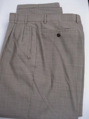 Zanella Mens Pants 36 x 30 Jesse Brown Houndstooth Lightweight Wool Golf Italy