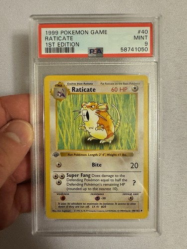 1999 Pokemon - 1st Edition Shadowless Raticate Base Set 40/102 PSA 9 Mint! WOTC - Picture 2 of 4