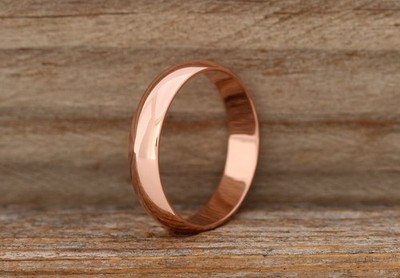 Polished Copper Band, Pure Copper Ring, Half Round Unisex Men Women Jewelry Gift