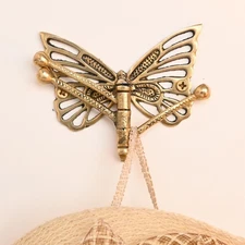 Brass Butterfly Swivel Tri Arm Hook Foldable Decorative Wall Hooks 3 Prong Wa...