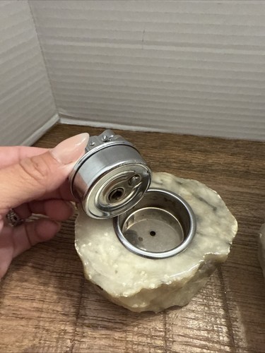 Vintage Italian Alabaster Marble Ashtray And LighterSET! RARE FIND Very Heavy - Picture 6 of 24