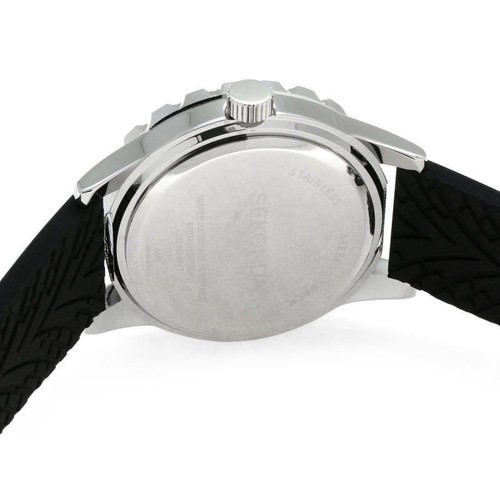 MENS SEKONDA WATCH 1350 BLUE DIAL,DAY/ DATE BLACK SILICON STRAP RRP £49.99 - Picture 4 of 9