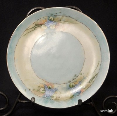Bavaria Hutschenreuther Plate 1939-1964 Artist Grambo Blue Forget Me Nots w/Gold