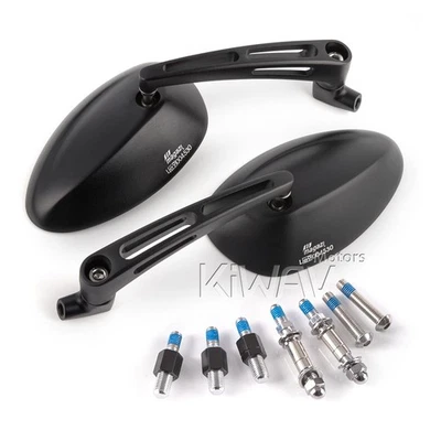 Miroirs Ovale noir mat slotted arm pr Suzuki GSF600 GSF650 Bandit GSR600 GSR750 - Photo 1/4