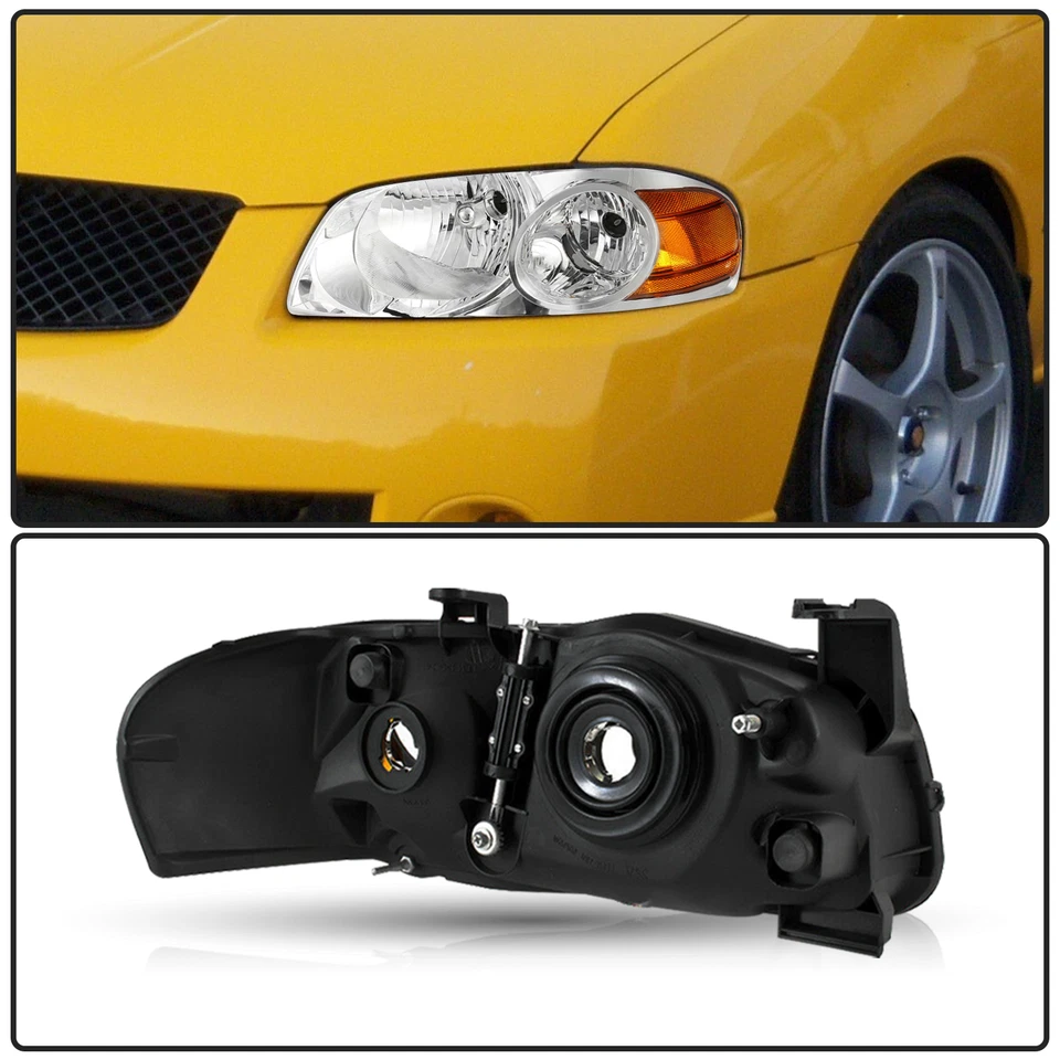 For 2004 2005 2006 Nissan Sentra Sedan Chrome Headlights Left+Right 04 05 06 - Image 3 of 4