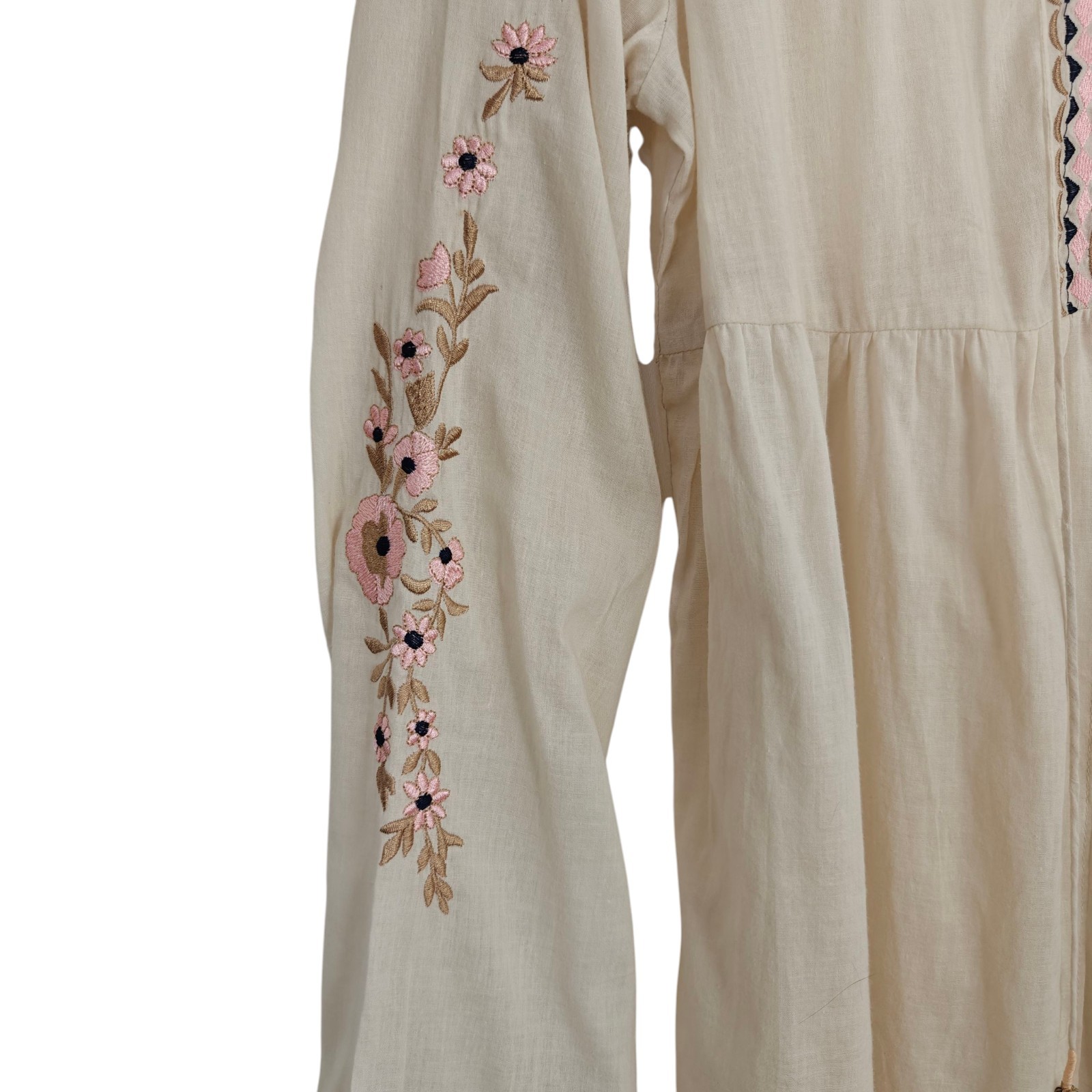 Aratta Valentina Embroidered Tunic Top Coverup Size XS Floral Flowy Boho NWT