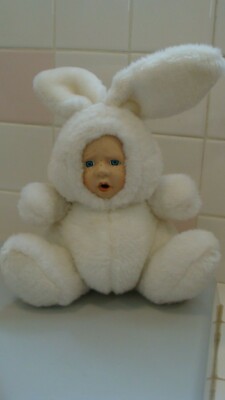 Adorable Hand Crafted Porcelain Face Easter Bunny Doll ''Hug Me Doll''