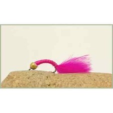 Goldhead Buzzers, 6 x Pink Copper Wire, Marabou Tail, Size 12, Trout Flies, Sink