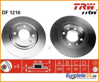2 St. Bremsscheibe Trw DF1216 FüR Peugeot 305 Ii 405 I Break