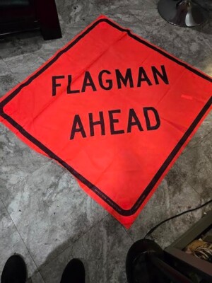 GRAINGER FLAGMAN KNIT 48'' ROAD SIGN SYMBOL SAFETY FLAG FLUORESCENT NEW SALE  $19