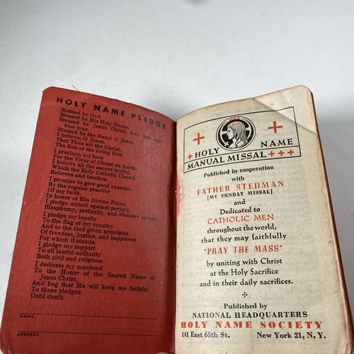 Official Holy Name Manual Missal 1944 Imitation Leather Father Stedman - Picture 6 of 11