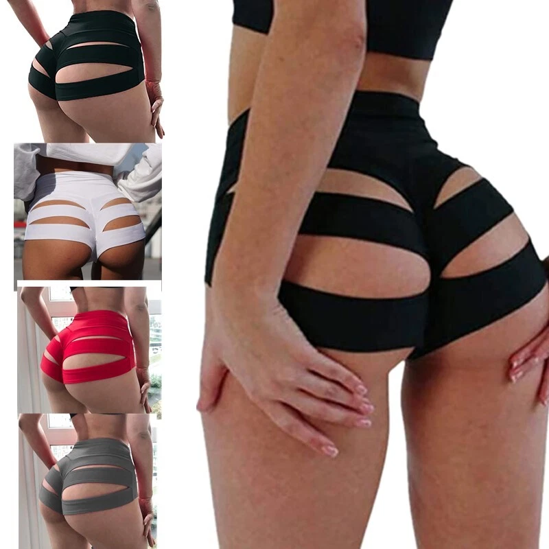 Women Booty Hot Pants Athletic Butt Lifting Yoga Shorts Cut Out