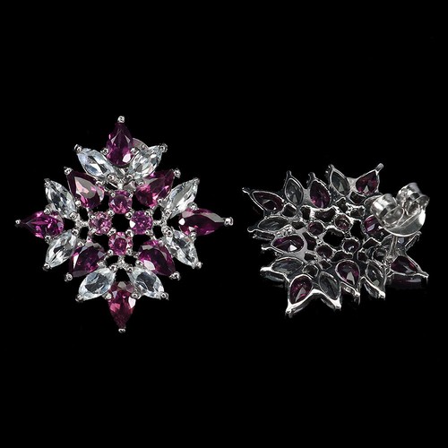 925 Pendientes de Plata de Ley Pera Rodolita Aguamarina Gema Natural Joyería - Imagen 3 de 14