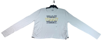 Tommy Jeans Shirt Womens Size XL White Logo Long Sleeve 100% Cotton New