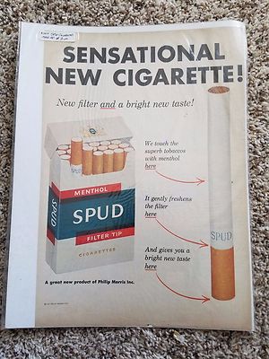 tobacco spud cigarettes SPUD Cigarette Advertising Promotional Sewing Needles or Mending Kit 1957 Philip Morris Spud Sensational
