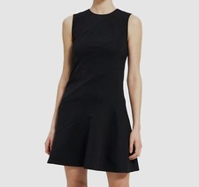  295 Theory Women's Black Round Neck Sleeveless Fit  Flare Mini Dress Size 4