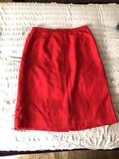 Ladies VINTAGE Size 18 LINED Red Skirt Back Zip Slit POCKETS