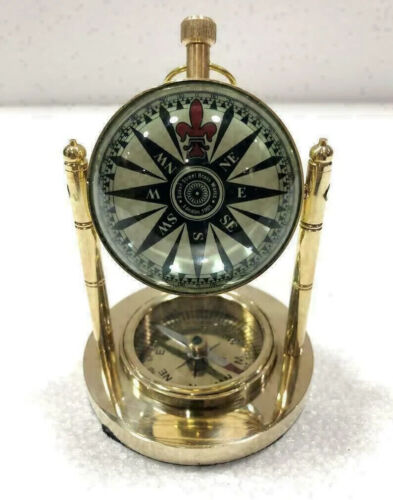 Bureau/horloge de table en laiton antique/montre cadeau Bas Compass... - Photo 1/5