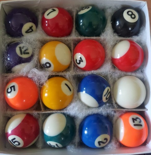 1-1/4" Pool Table Billiard Ball Set Complete 16 Balls extremely RARE NEW