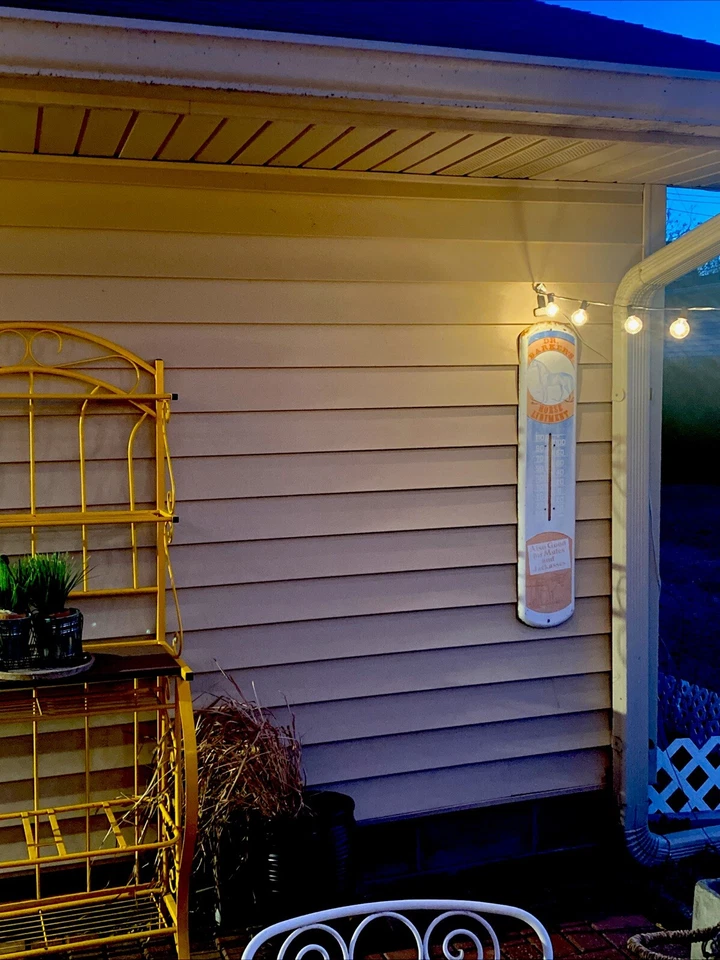 Vintage DR BARKERS HORSE LINIMENT Farm Animal Advertising Thermometer SIGN - Image 4 of 4