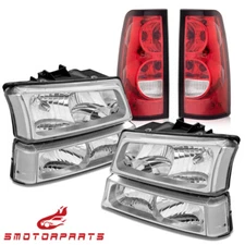 For 2003-2006 Chevy Silverado 1500 2500 Chrome Headlights & Red Tail Lights