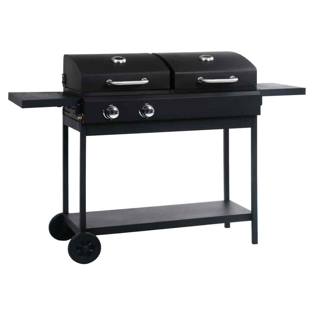 Kombigrill mit 2 Brennern Gasgrill Holzkohlegrill Grill Smoker BBQ vidaXL