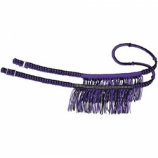 Tough-1 Purple/Black Knotted Competition Reins w/Stones and Fringe 54-517-110
