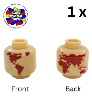 LEGO Figure Head 3626 World Map Tan Kopf Welt Karte Globus aus 76281 40595  NEU