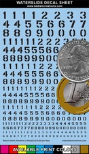 Waterslide Decals Stencil Gothic Black Numbers 2"x3" Decal Sheet +9 Other Colors