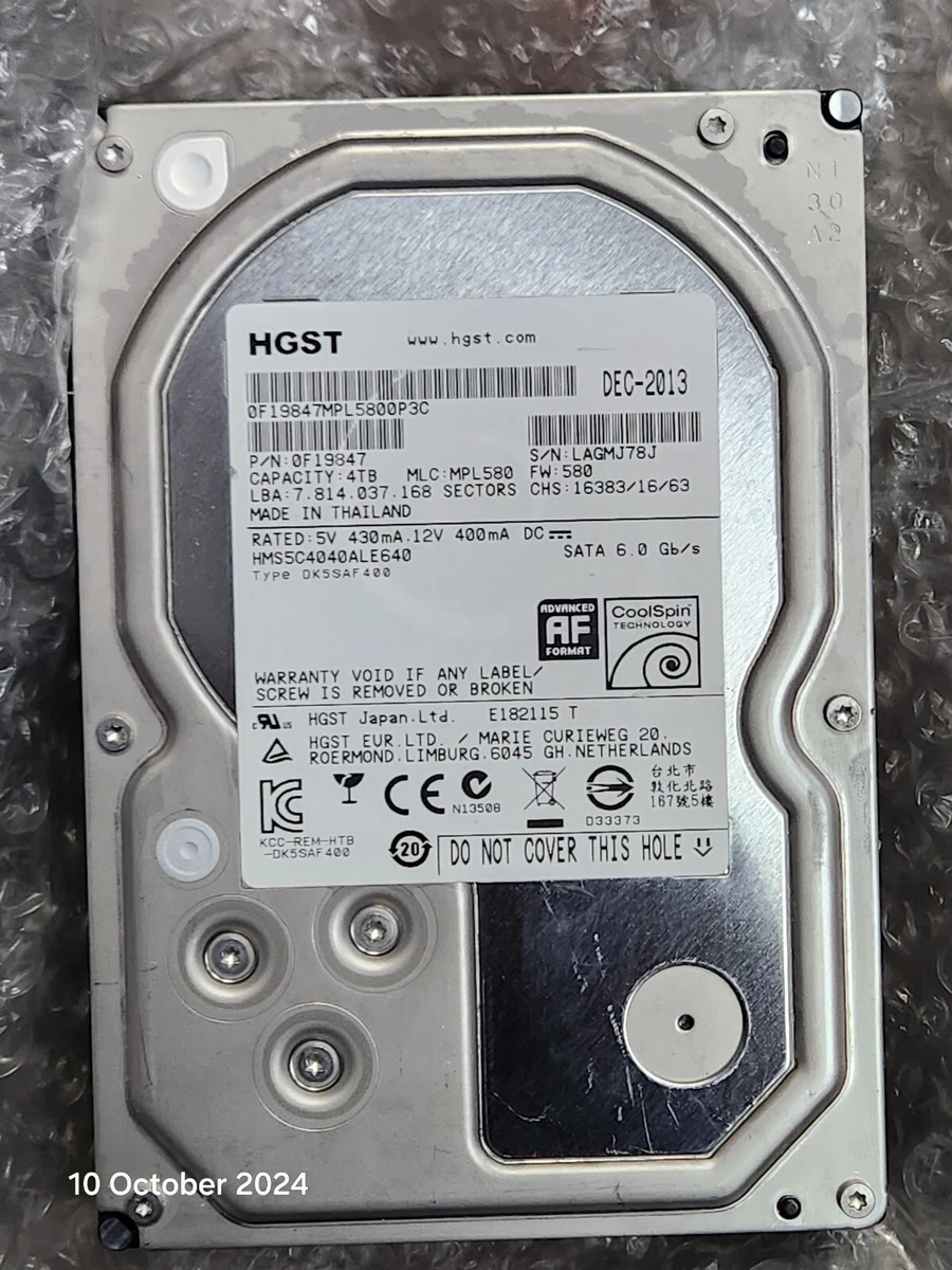 HGST Internal Hard Disk Drives 4 TB Storage Capacity for sale