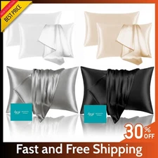 100% Mulberry Silk Pillowcase 25 Momme - Hair & Skin Friendly, Hidden Zipper New