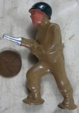 Vintage Barclay Pod Foot Soldier With Flame Thrower Green Helmet