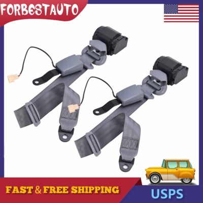 2x For Fxd Car 3 Point Harness Replace Belt Seat Belt Lap Strap Gray With Sensor