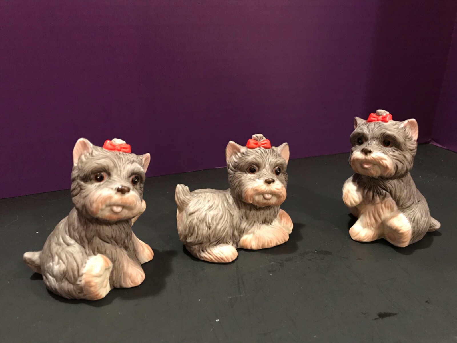 Vintage Set of 3 HOMCO Porcelain Dog Figurines 1475 Yorkshire