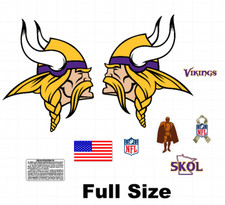 Minnesota Vikings Full Size Football Helmet Decals 8 mil Gear Wrap Convex
