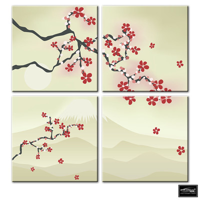 Abstrakt Blumen Kirschblüte BOX GERAHMT LEINWAND KUNST Bild HDR 280 g/m²