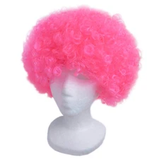 Economy Pink Afro Wig ~ HALLOWEEN 60s 70s DISCO CLOWN COSTUME PARTY CURLY FRO