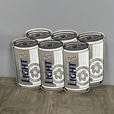 VTG NOS PABST BLUE RIBBON LIGHT BEER 6 PACK METAL SIGN 22x17 Rare Man Cave Bar