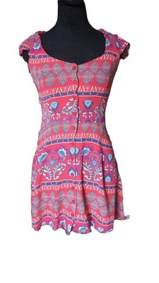 Glamorous Women's 8 Multicolor Abstract Pattern Boho Mini Dress