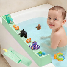Silicone Bathtub Splash Guard with Suction Cups for Kids - Green