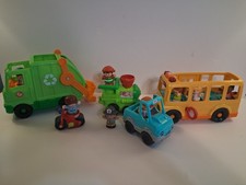 Fisher-Price Little People Recycle Truck Bus Train Figures Lot Of 13