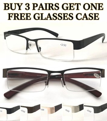 Halbrandlose Lesebrille +0,5~4,0 Qualität Herren Stil Gestell Federscharnier L417