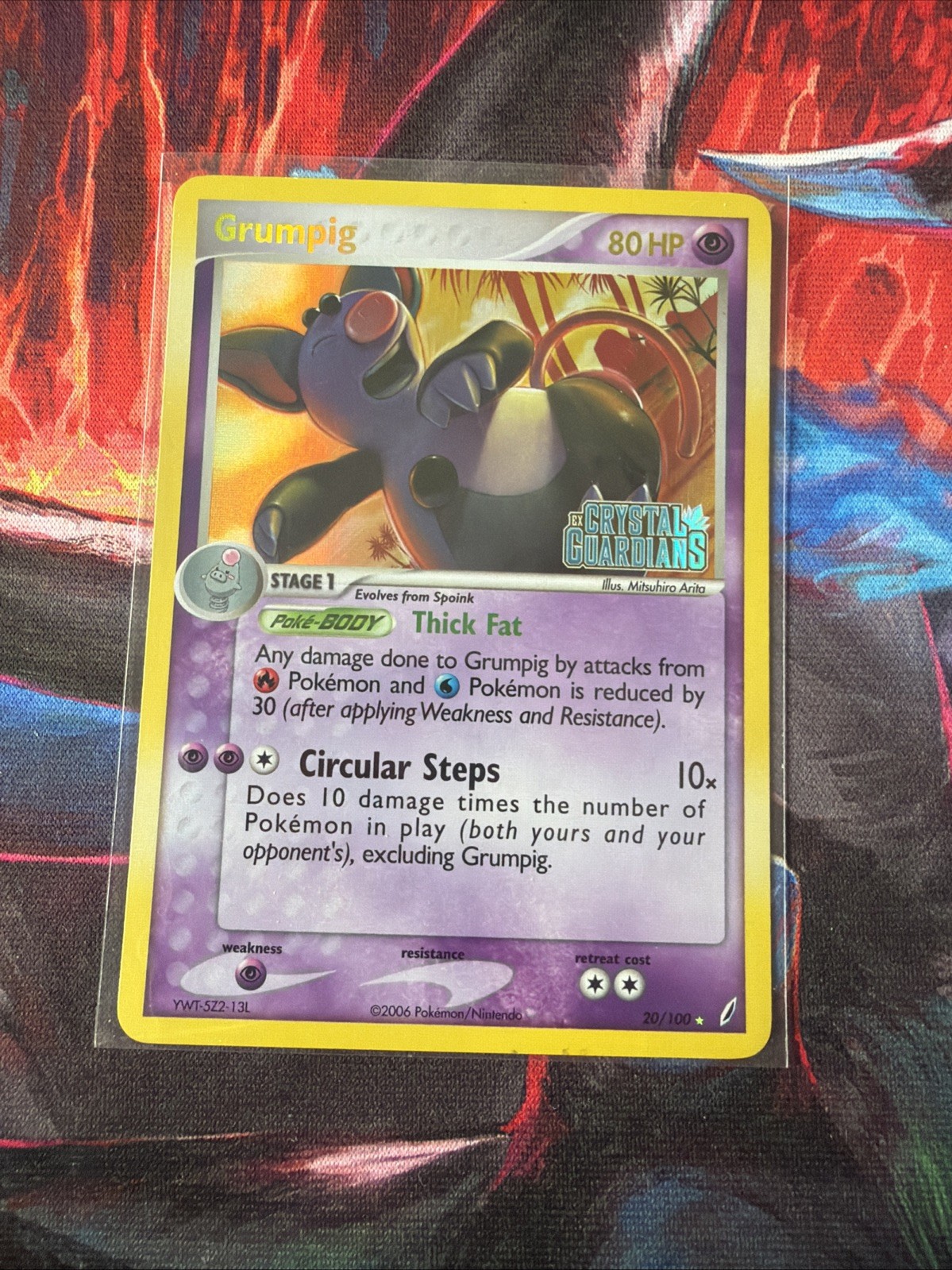 2006 Pokemon EX Crystal Guardians #20 Grumpig Reverse Holo NM Rare Card STAMPED