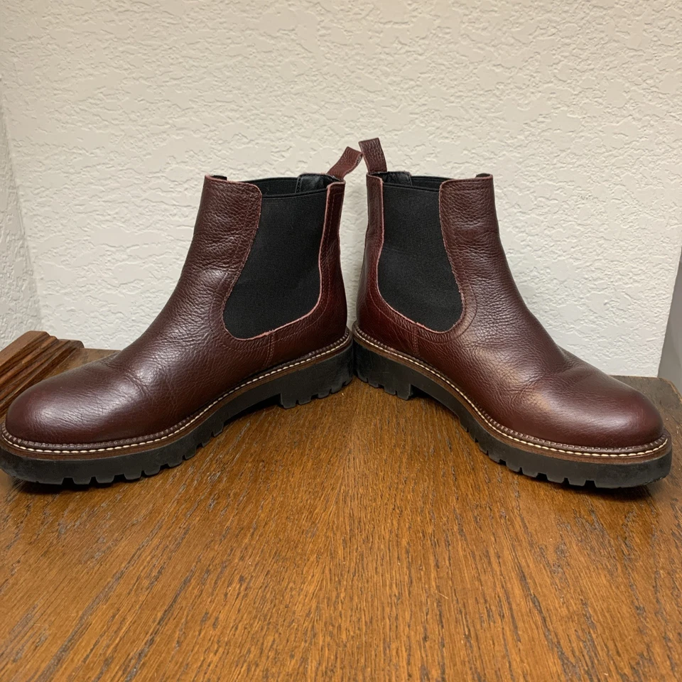 Botas Chelsea Caslon Miller Mujer 8.5 Cuero Borgoña Impermeables Tirar del Tobillo Foto 4 de 4